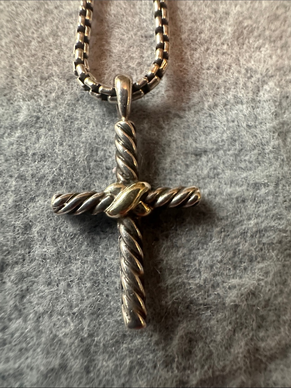 David Yurman 🩶 Petite X Cross Pendant Necklace - 925 Sterling & Gold- gorgeous!